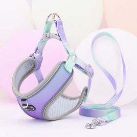 Pet Clothes Hand Holding Rope Out Dog Chest Strap (Option: Light Purple Green-S)