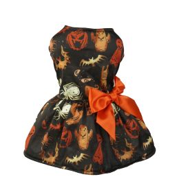 Halloween Small Dog Clothes Pet Dress Pumpkin Print Dress Chihuahua Yorkie Mesh Dress Pet Party Clothing Cat Dog Costume (Option: Black-S)